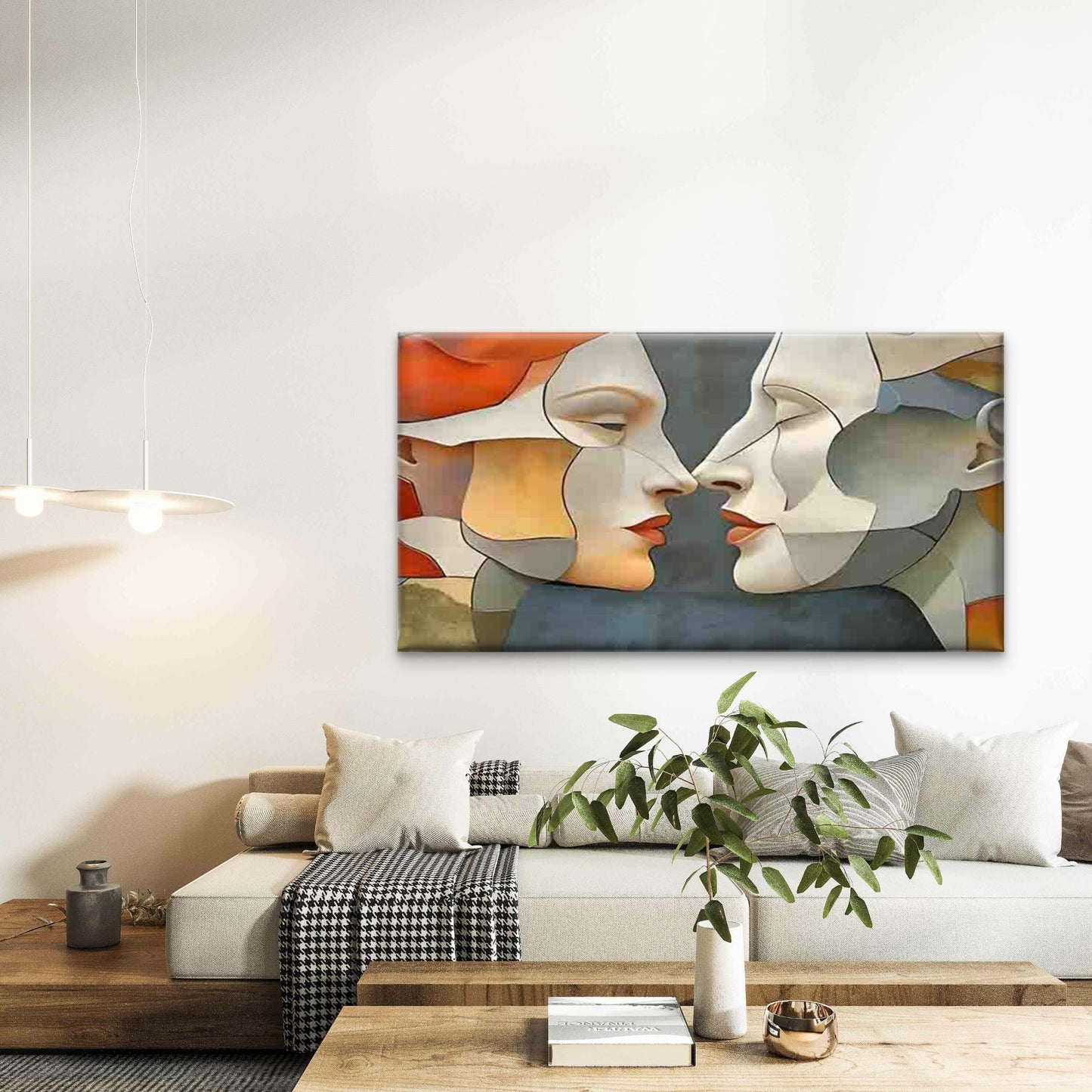 Abstract Spliced Double Face Wall Art Canvas Office Home Room Framed 120x60cm - Bella Home Decor