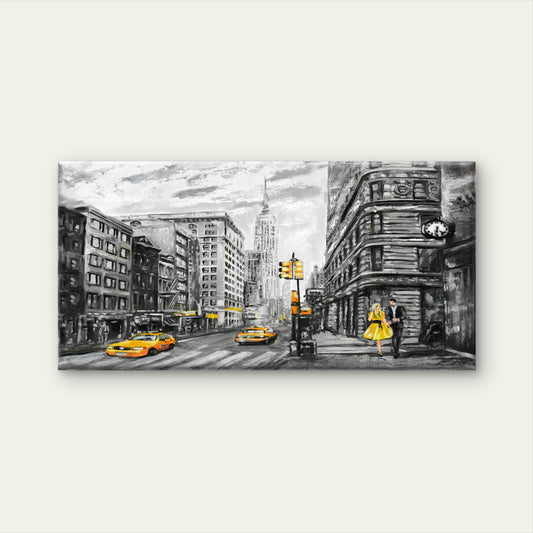 New York Yellow Cab Empire State Wall Art Canvas Office Home Framed 120x60cm