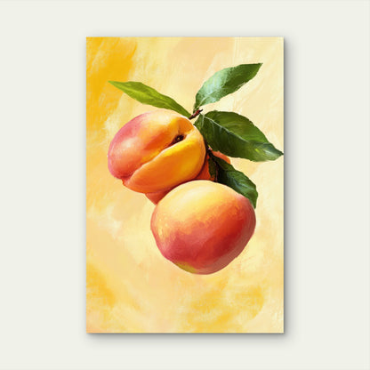 Illustration of Apricots on a Branch 60x90cm Metal Print Ready to Hang
