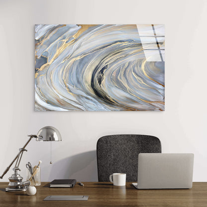 Grey Gold Abstract Tempered Glass Printing Wall Art Australian Made Quality