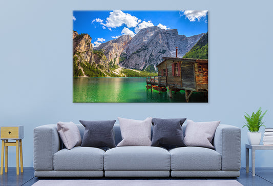 View of Braies Lake, Italy Wall Art Decor 100% Australian Made