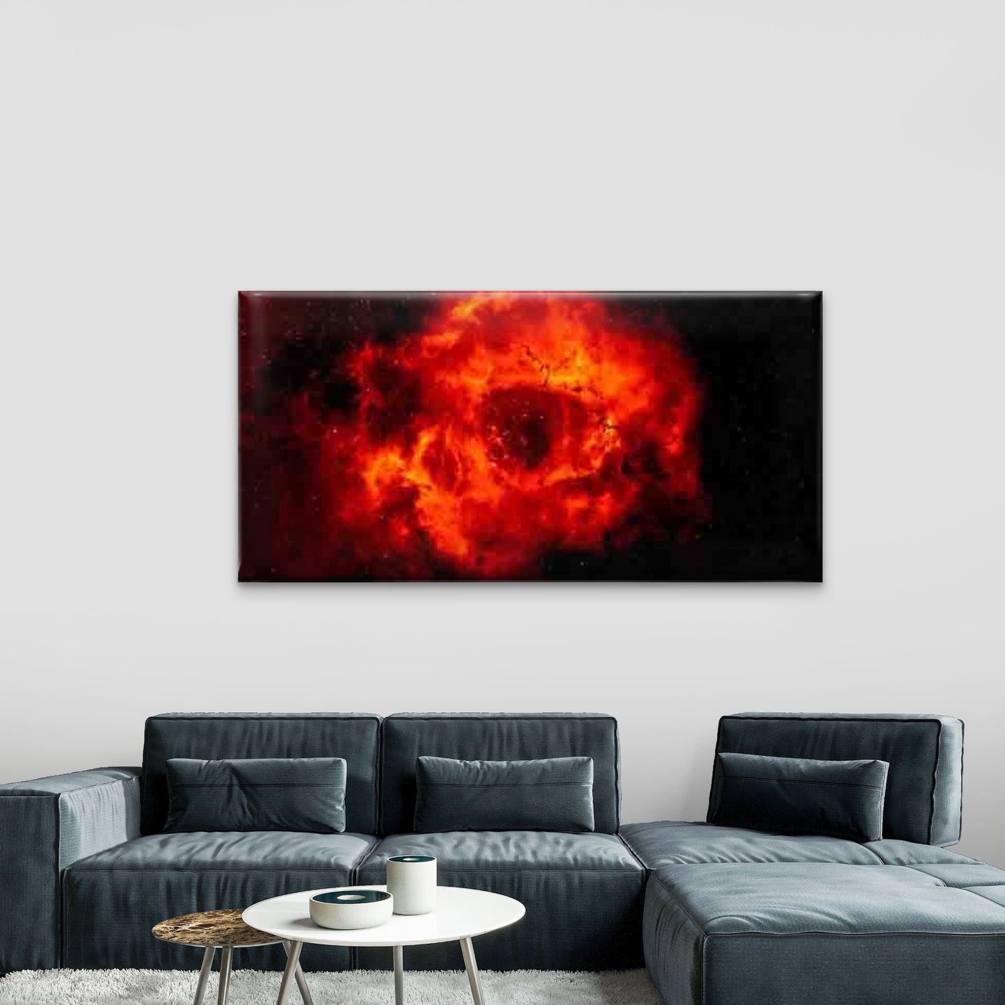 Red Nebula & Planet Rings Wall Art Canvas Office Home Room Framed 120x60cm - Bella Home Decor
