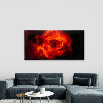 Red Nebula & Planet Rings Wall Art Canvas Office Home Room Framed 120x60cm - Bella Home Decor