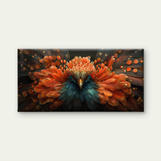 Majestic Phoenix Golden Feather Wall Art Canvas Office Home Room Framed 120x60cm