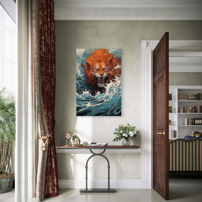 Lion Wild Animal Face Abstract 40x60cm Metal Print Ready to Hang