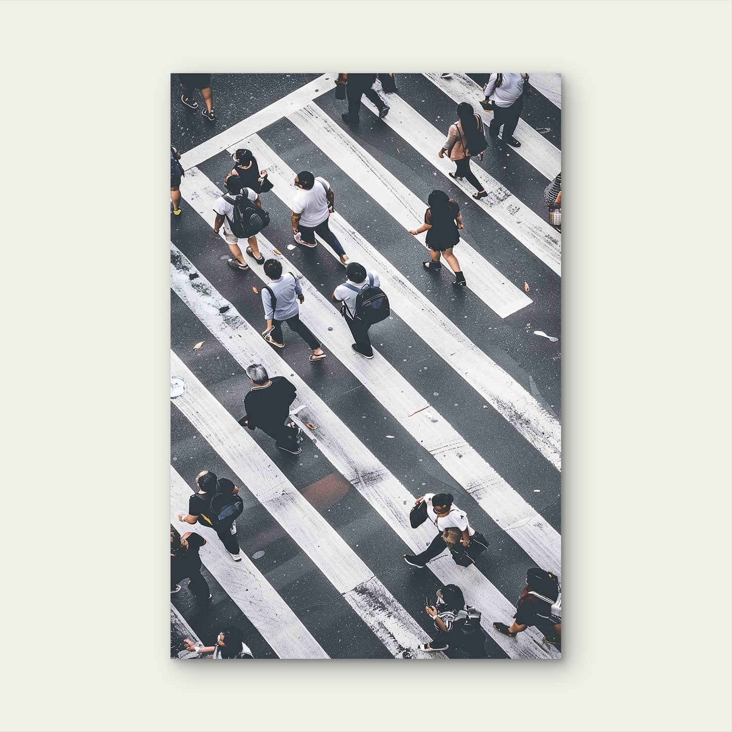 Aerial View Photography of Group of People Walking 60x90cm Metal Print Ready to Hang
