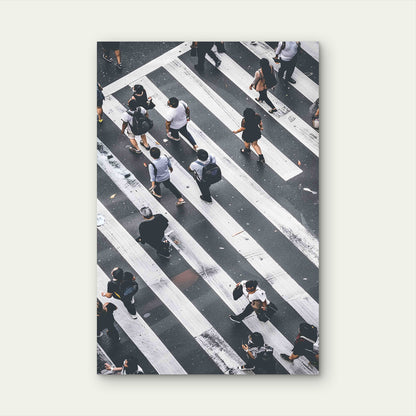 Aerial View Photography of Group of People Walking 60x90cm Metal Print Ready to Hang