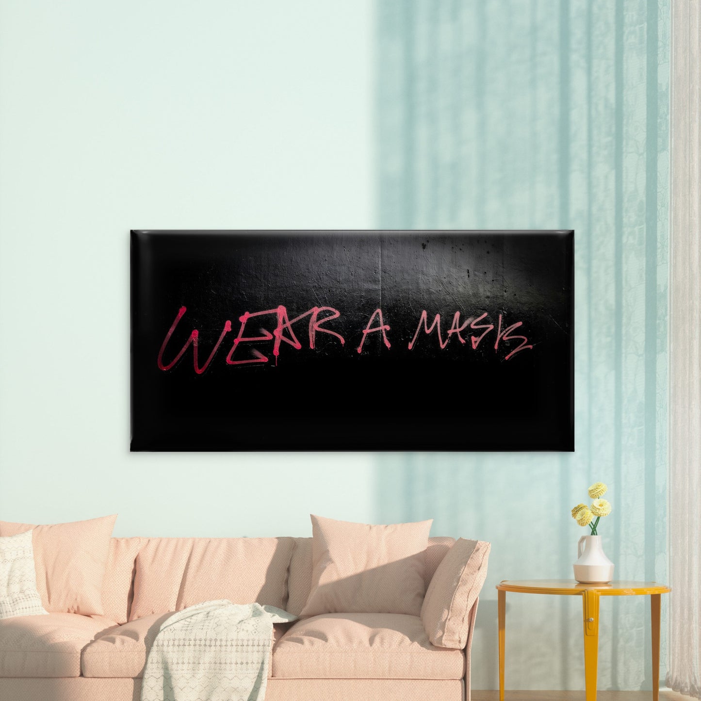 Wear A Mask word title painting Wall Art Canvas Office Home Room Framed 120x60cm