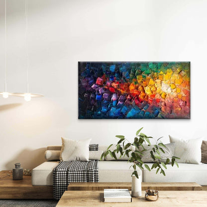 Abstract A Rainbow of Colors Wall Art Canvas Office Home Room Framed 120x60cm - Bella Home Decor