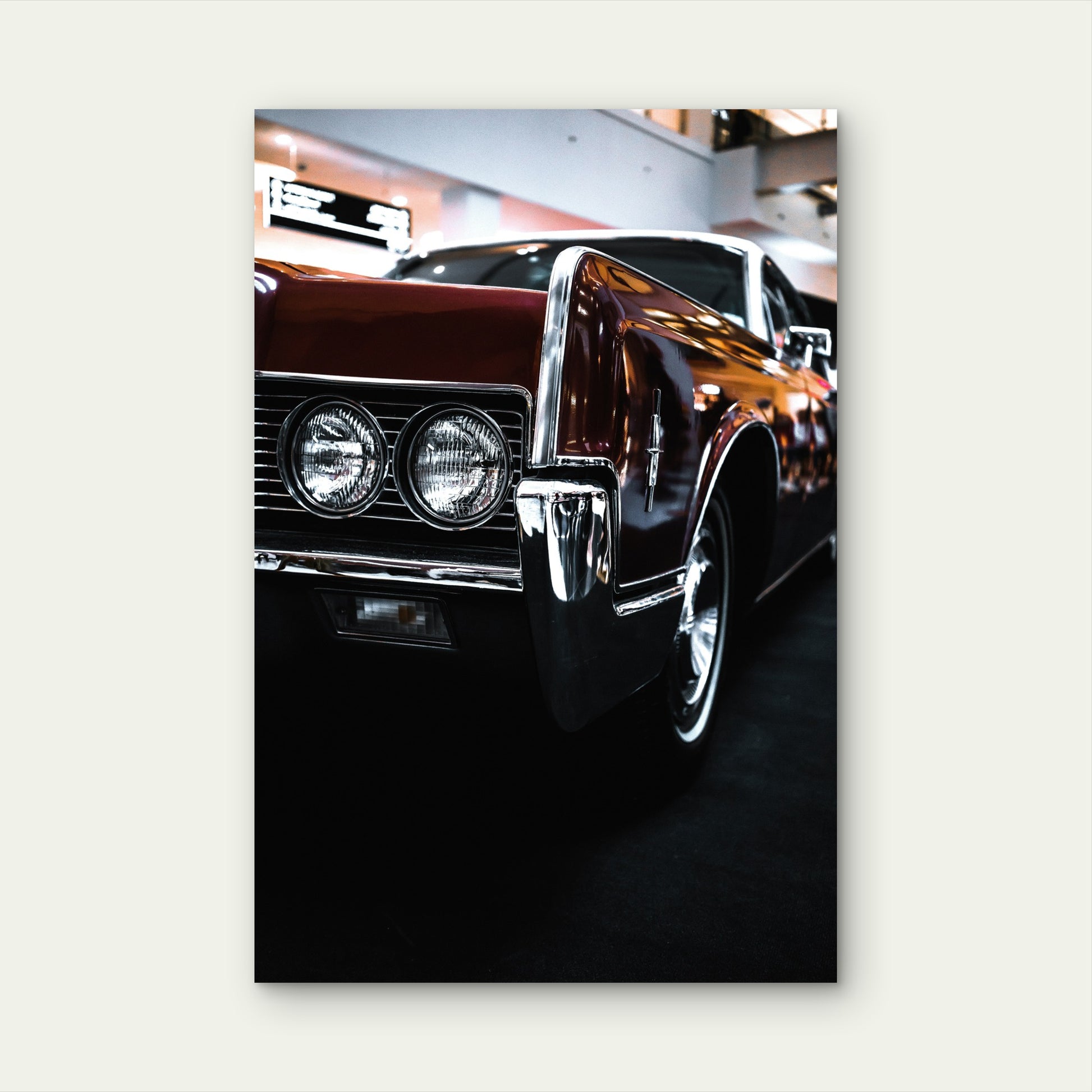 Vintage Lincoln Continental Car 60x90cm Metal Print Ready to Hang