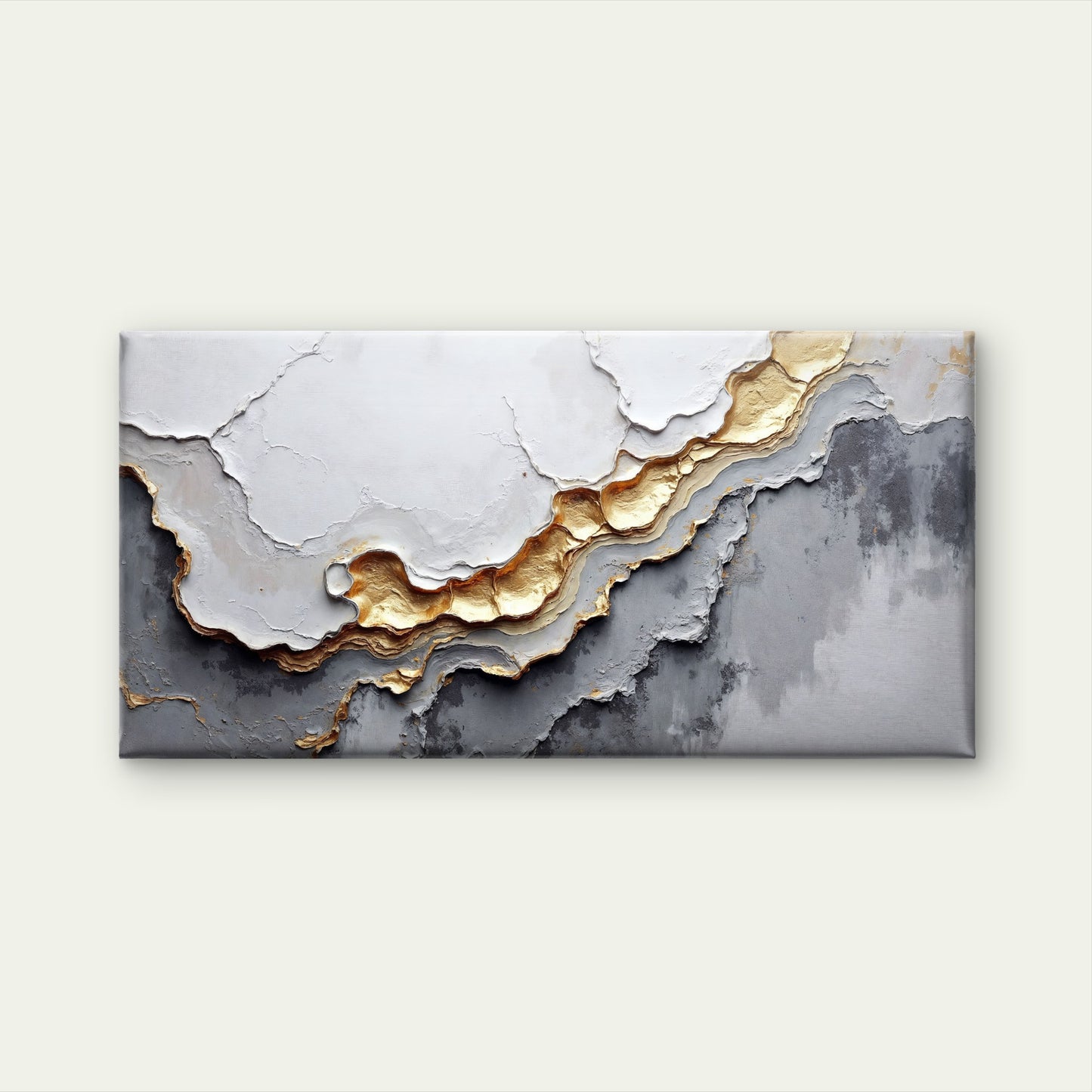 Grey Gold Textured Abstract Wall Art Canvas Office Home Room Framed 120x60cm