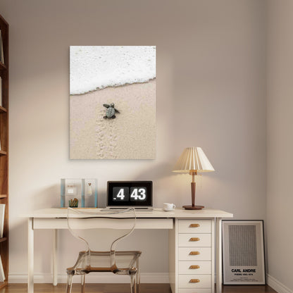 Design of a Baby Turtle 60x90cm Metal Print Ready to Hang - Bella Home Decor
