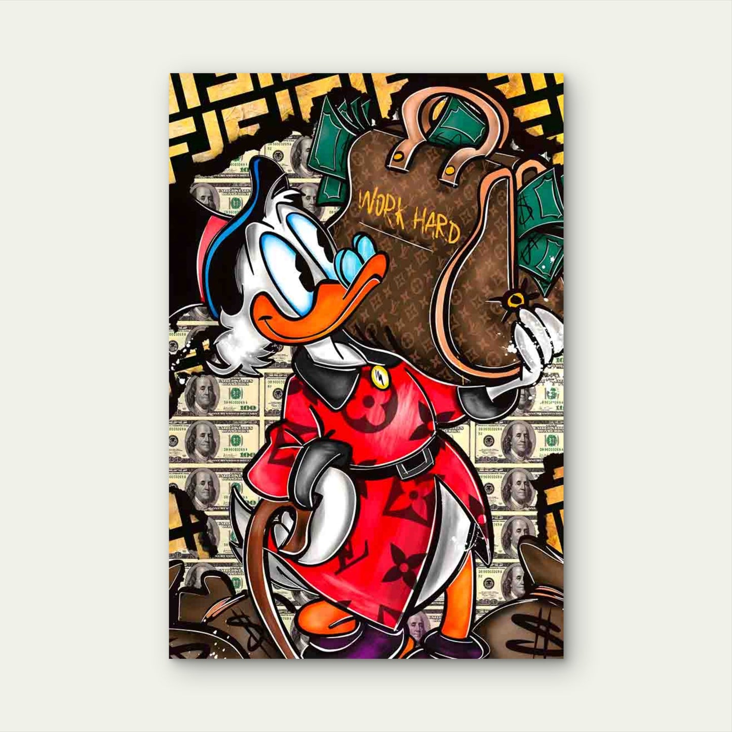 Businessman Duck Premier Graffiti 40x60cm Metal Print Ready to Hang - Bella Home Decor