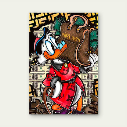 Businessman Duck Premier Graffiti 40x60cm Metal Print Ready to Hang - Bella Home Decor