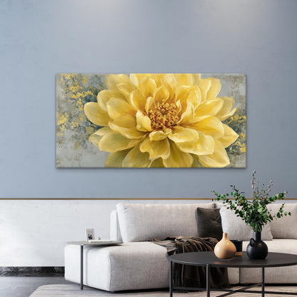 Elegant Yellow Dahlias Flower Wall Art Canvas Office Home Room Framed 120x60cm