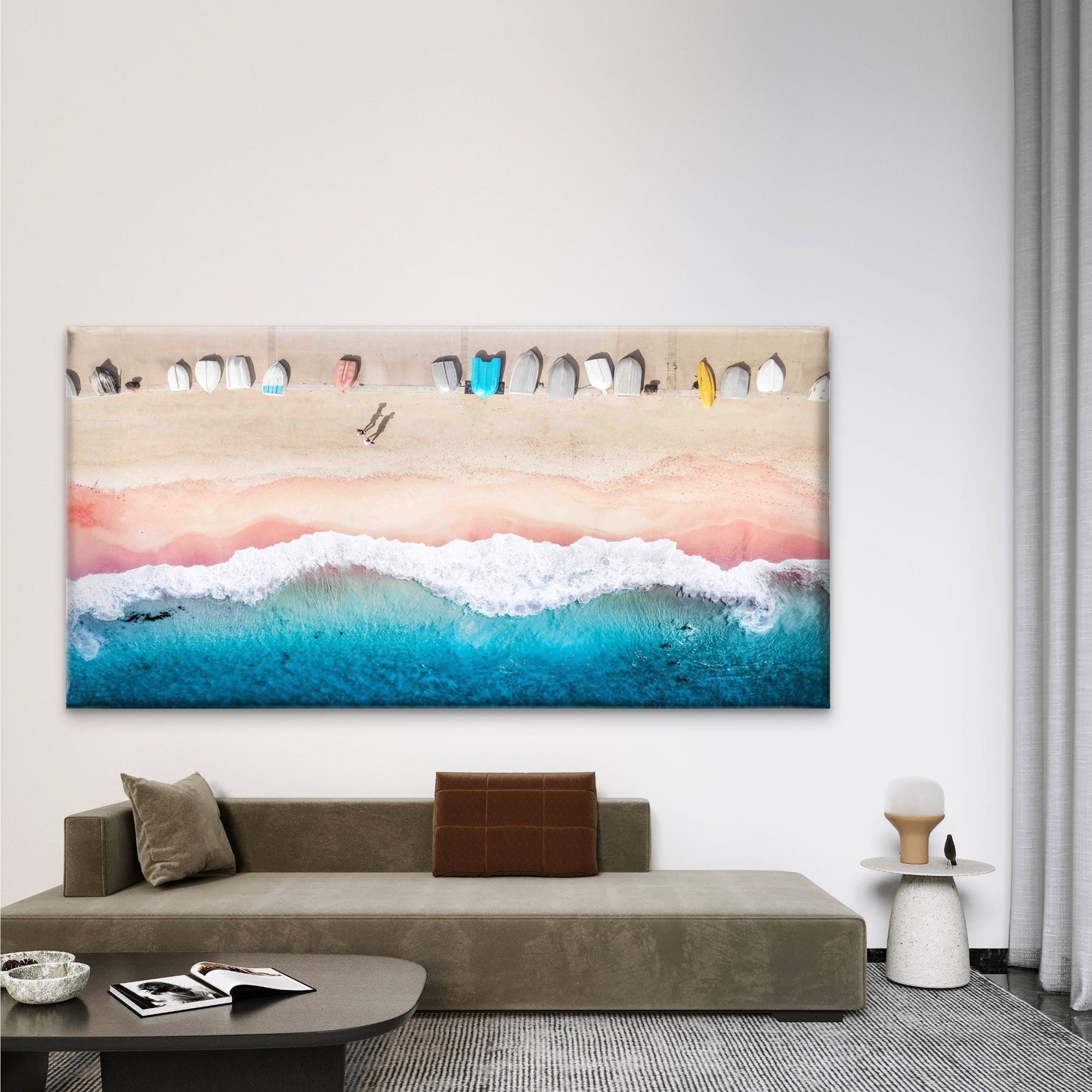 Aerial View of Beach Wall Art Canvas Office Home Room Framed 120x60cm