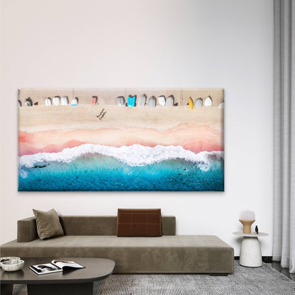 Aerial View of Beach Wall Art Canvas Office Home Room Framed 120x60cm