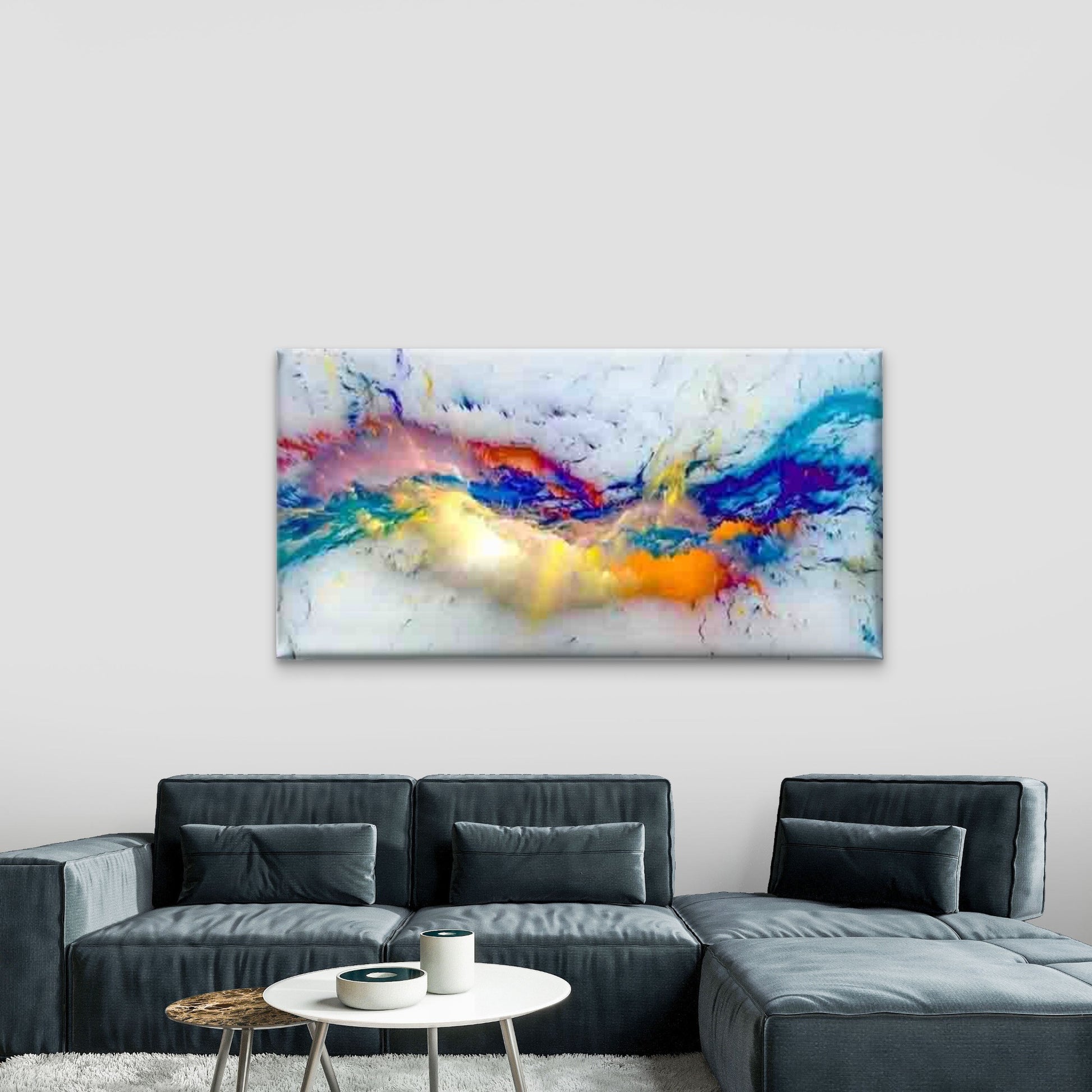 Abstract Water Flow Wall Art Canvas Office Home Room Framed 120x60cm - Bella Home Decor