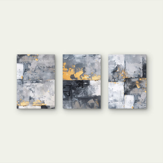 3pcs Grey Gold Textured Abstract Wall Art Set Canvas Framed 40x60cm - High Quality Print 100% Australian Made Wall Canvas Ready to Hang (Copy)