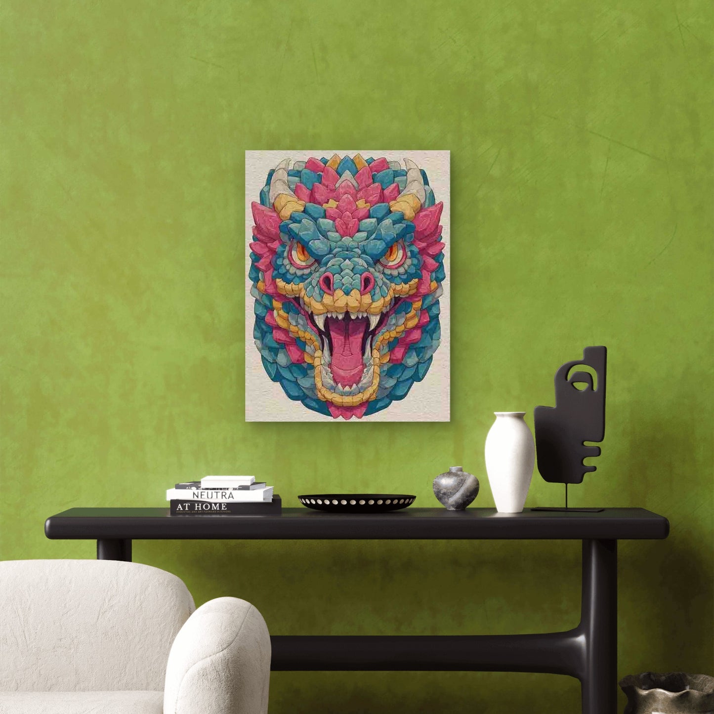 Vibrant Cartoon Hydra 60x90cm Metal Print Ready to Hang