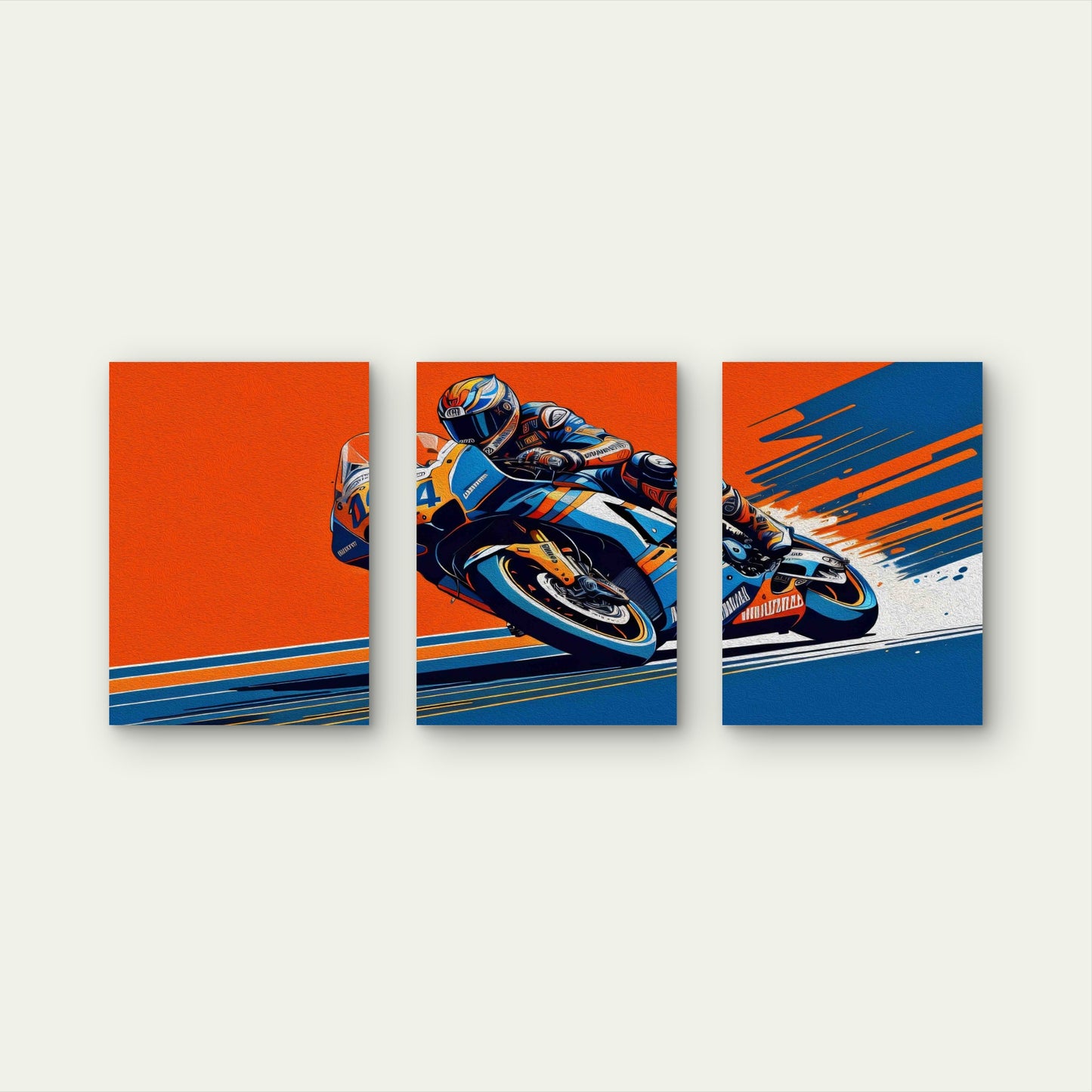 3pcs Vibrant Surge Of Motorsport Art Metal Print Ready to Hang Art