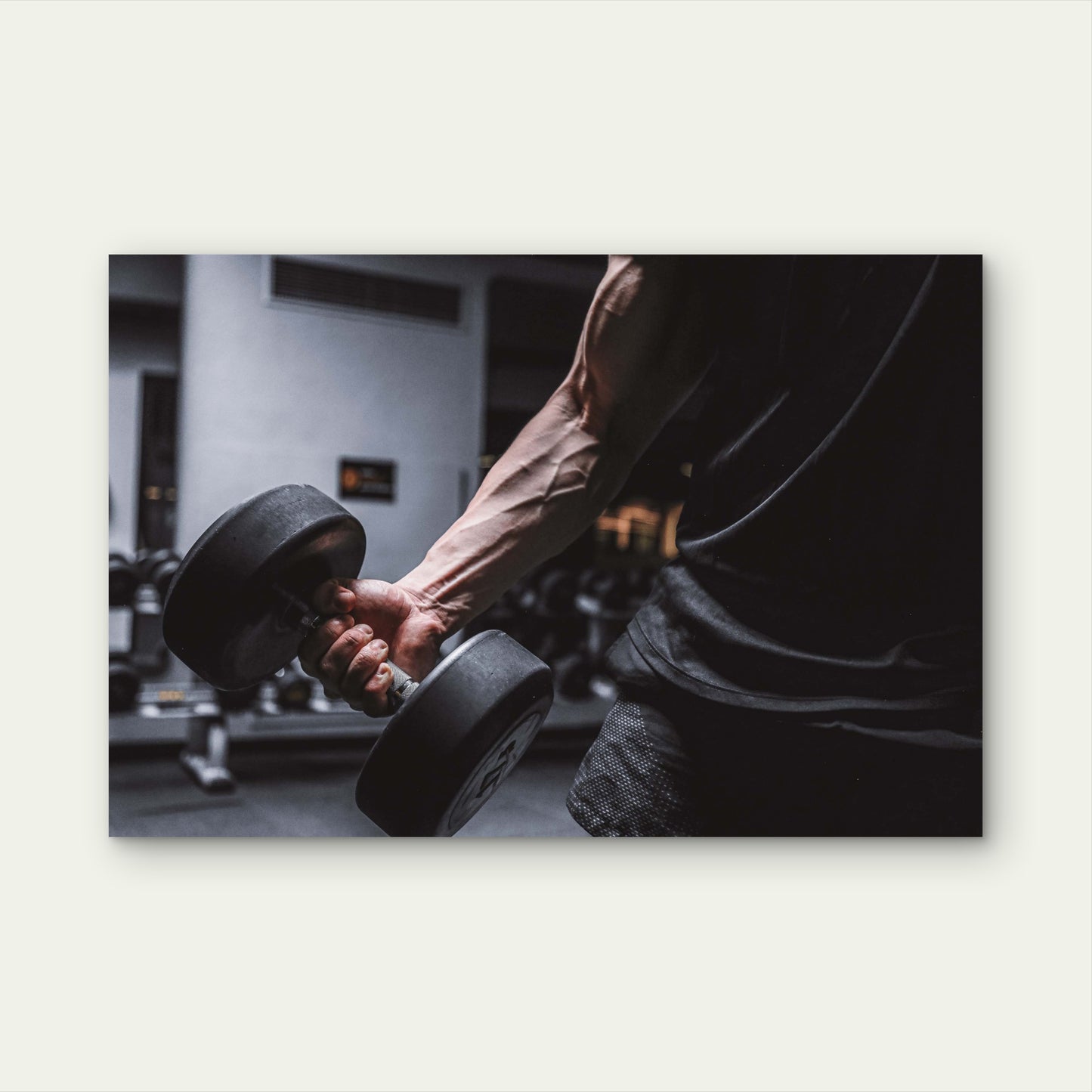 Muscular Arm Bicep Curl Heavy Dumbbell Gym Workout 5mm thick Plastic Poster Ready to Hang 90x60cm
