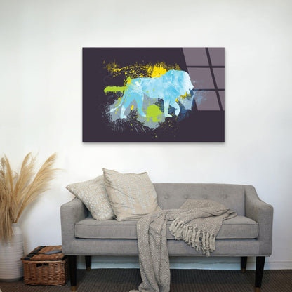 Urban Paint Splatter Wild Animal Lion  Acrylic Glass Printing Wall Art Australian Made Quality