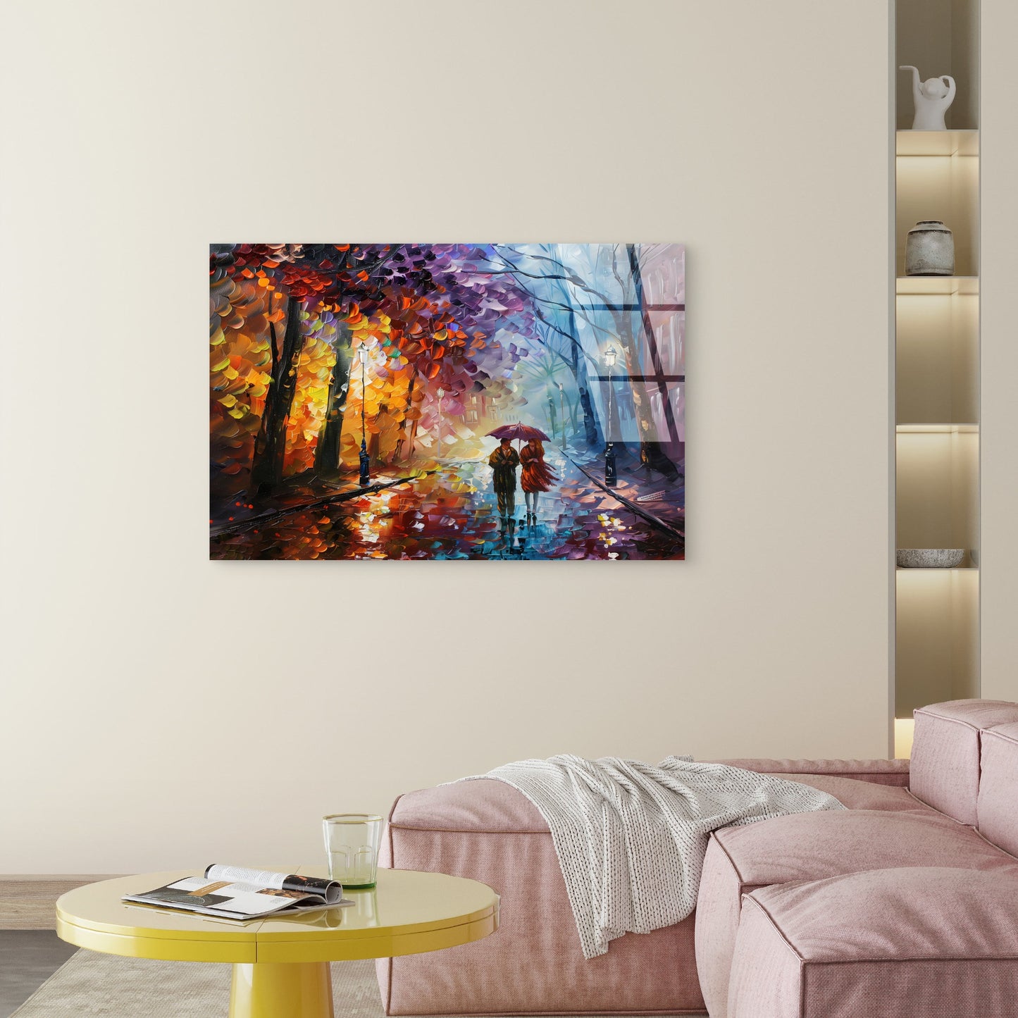 Romantic Couple Paris Park Glass Printing Wall Art Australian Made Quality