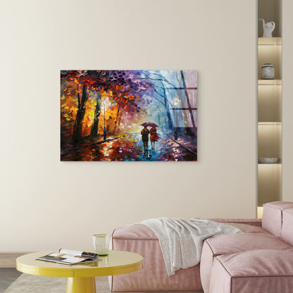 Romantic Couple Paris Park Glass Printing Wall Art Australian Made Quality
