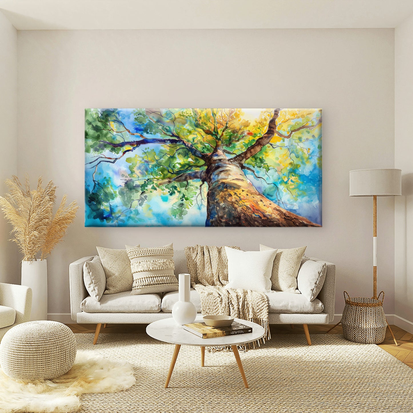 Towering Tree Against Sky Wall Art Canvas Office Home Room Framed 120x60cm