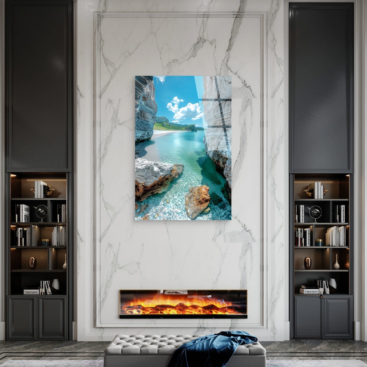 Mediterranean Secret Beach Glass Acrylic Printing Wall Art Australian Made Quality
