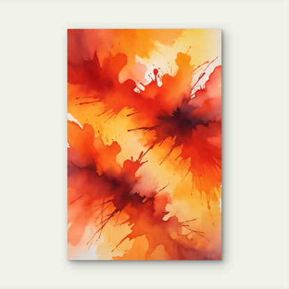 Abstract Digital Art with Red, Orange, and Yellow Watercolor 60x90cm Metal Print Ready to Hang