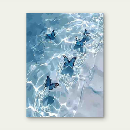 Blue Butterflies on Water Metal Print Ready to Hang - Bella Home Decor