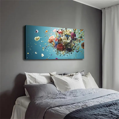 Bright Flowers Gathered Wall Art Canvas Office Home Room Framed 120x60cm - Bella Home Decor
