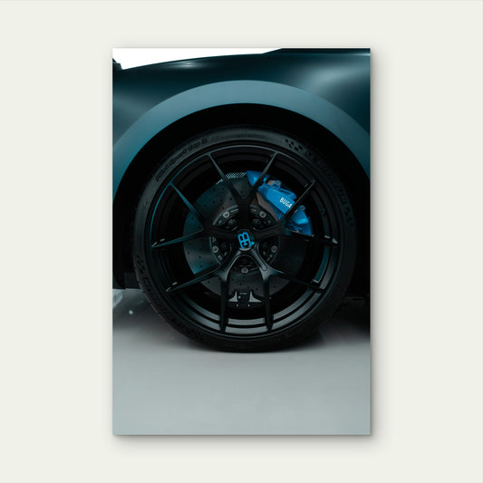 Wheel Of A Bugatti Chiron Sport 60x90cm Metal Print Ready to Hang