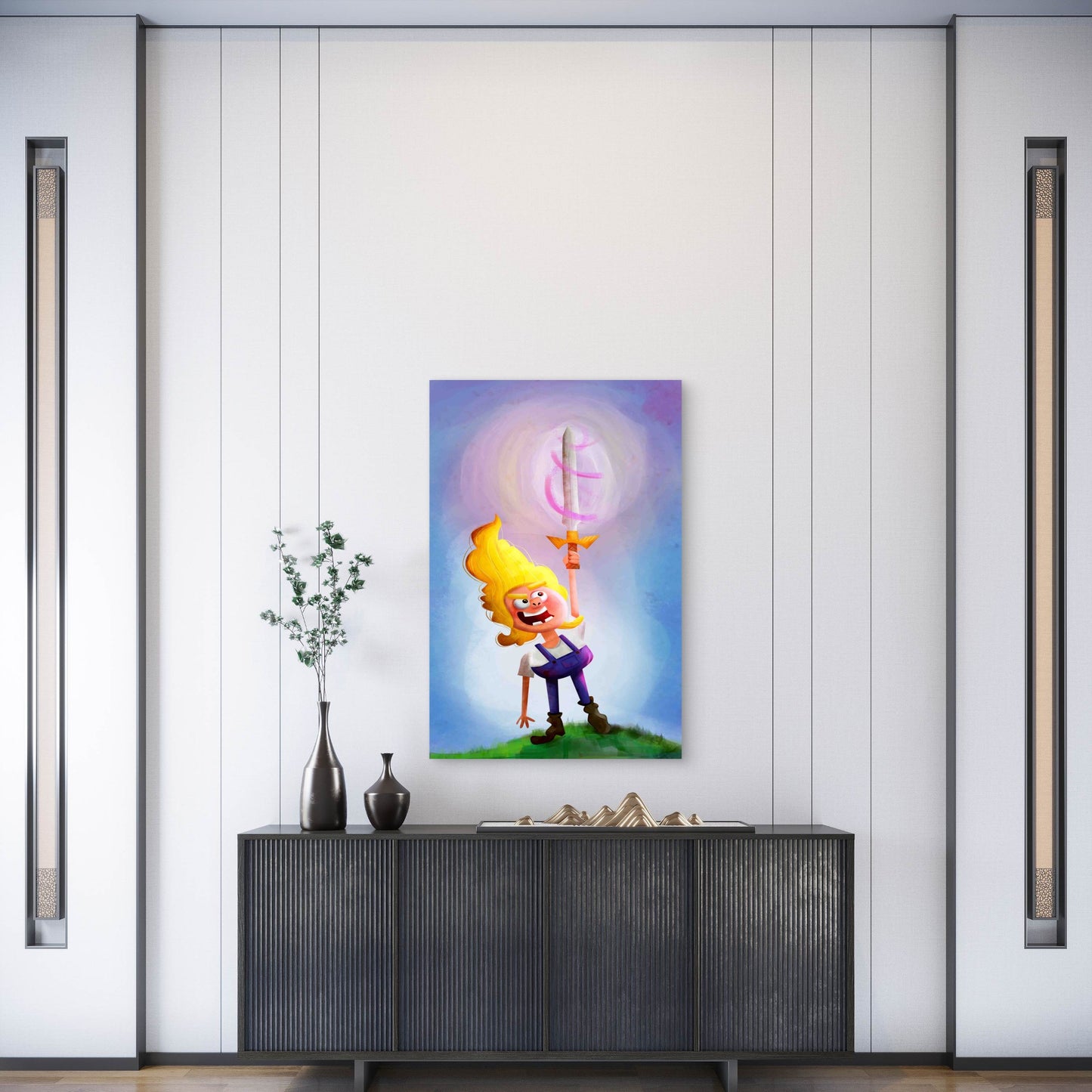 3D Adventurer Illustration With Mountain Metal Print Ready to Hang - Bella Home Decor