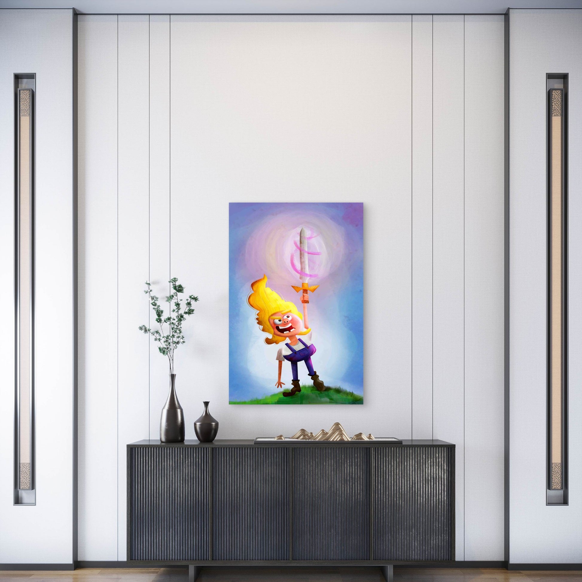 3D Adventurer Illustration With Mountain Metal Print Ready to Hang - Bella Home Decor