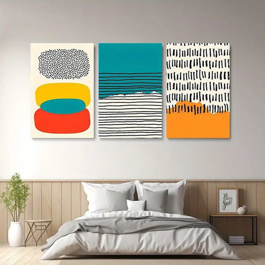 3pcs Modern Art, Simple Colorful Abstract Combination Metal Print Ready to Hang Art