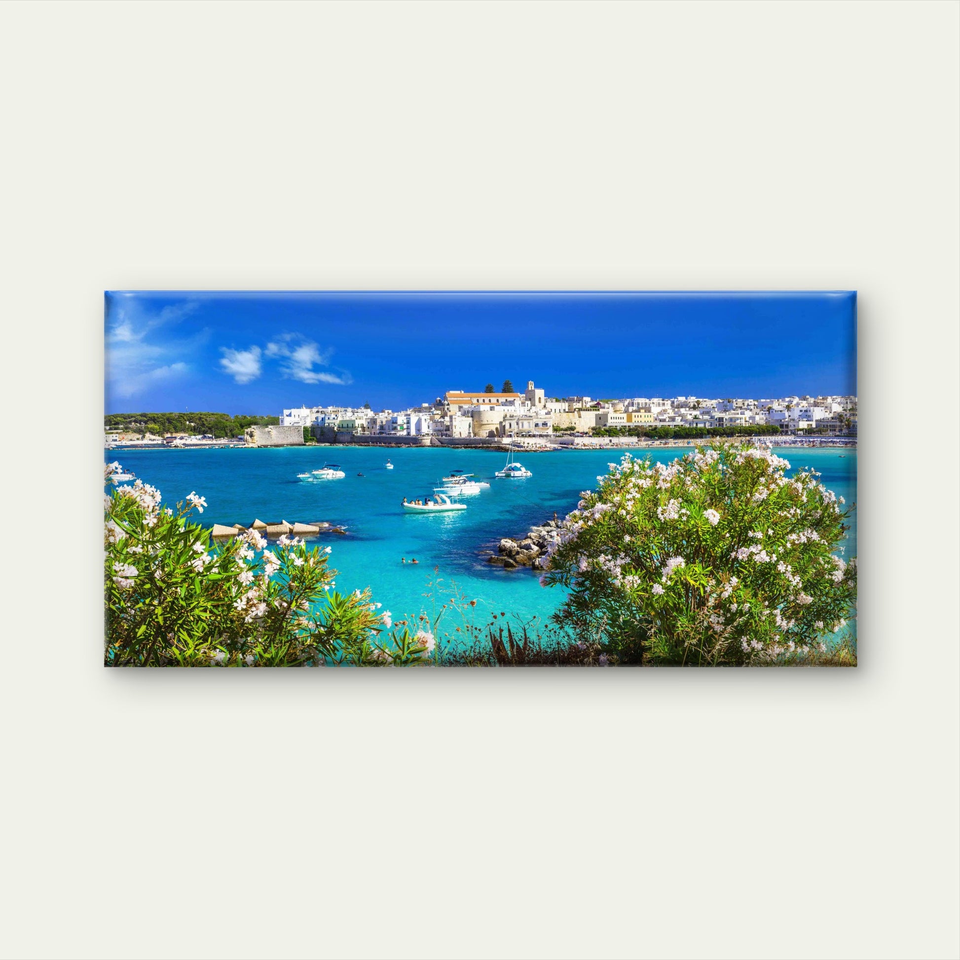 Otranto Town In Puglia Wall Art Canvas Office Home Room Framed 120x60cm - Bella Home Decor