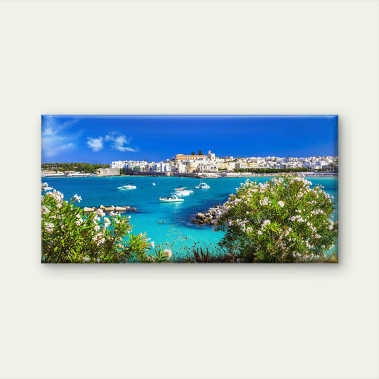 Otranto Town In Puglia Wall Art Canvas Office Home Room Framed 120x60cm