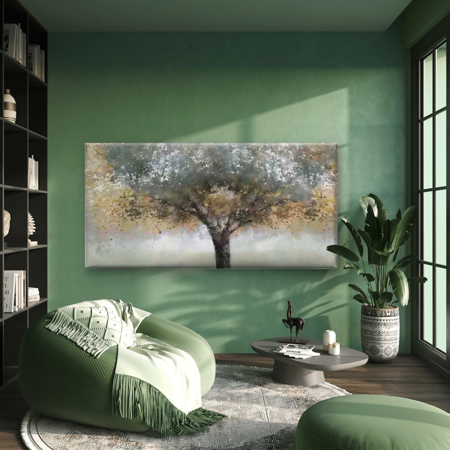 Abstract Autumn Tree Painting Wall Art Canvas Office Home Room Framed 120x60cm - Bella Home Decor