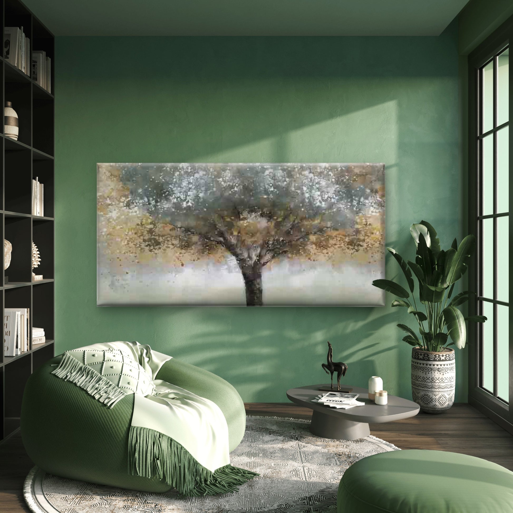 Abstract Autumn Tree Painting Wall Art Canvas Office Home Room Framed 120x60cm - Bella Home Decor
