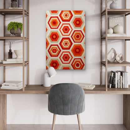 Vintage Retro Mid-Century Abstract Geometric Hexagon 60x90cm Metal Print Ready to Hang - Bella Home Decor