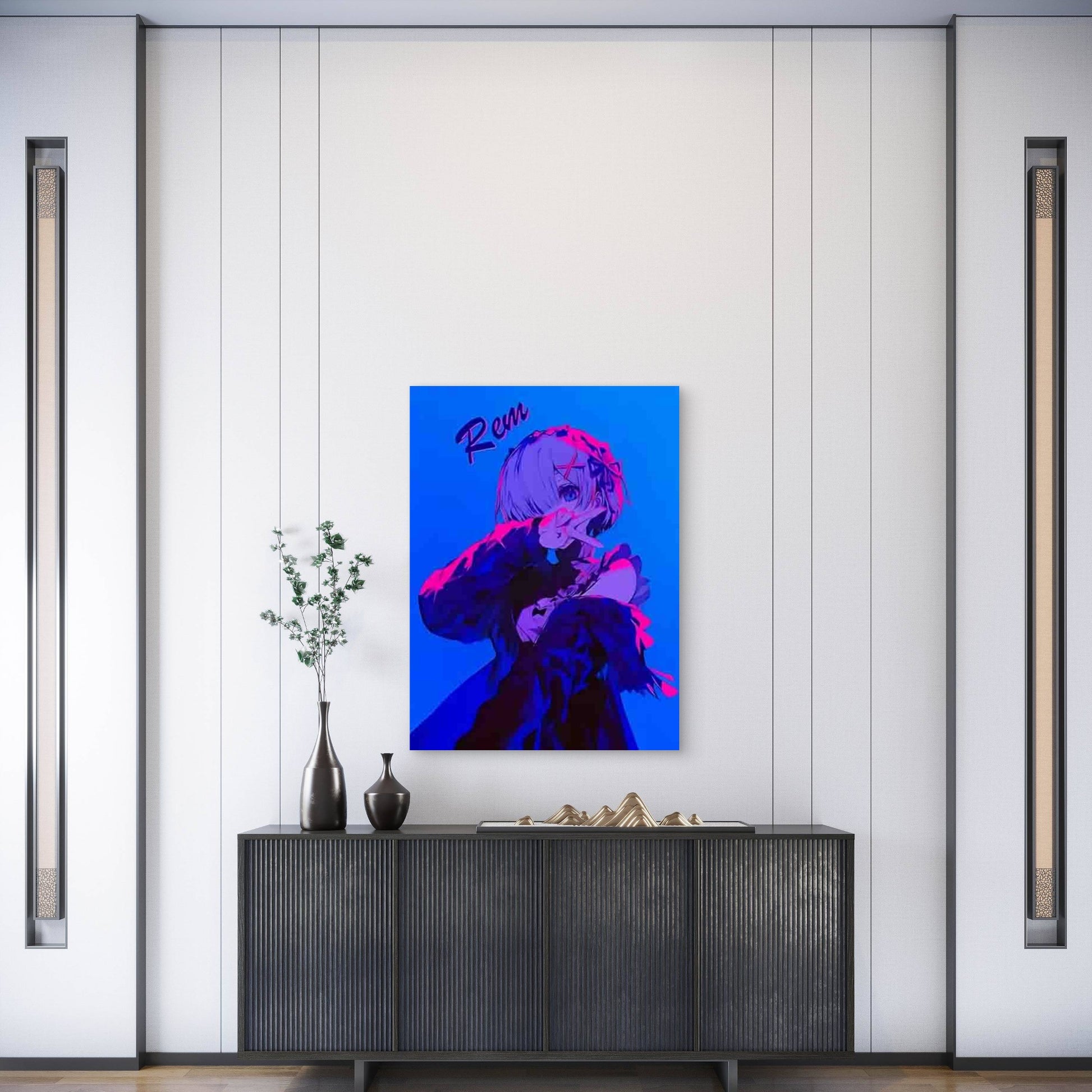 Rem Anime Illustration Metal Print Ready to Hang - Bella Home Decor