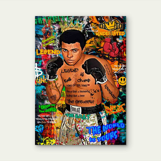 Graffiti Boxing Champion Staring 40x60cm Metal Print Ready to Hang