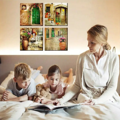 4pcs Yellow Kitchen Decor Wall Art Canvas Framed