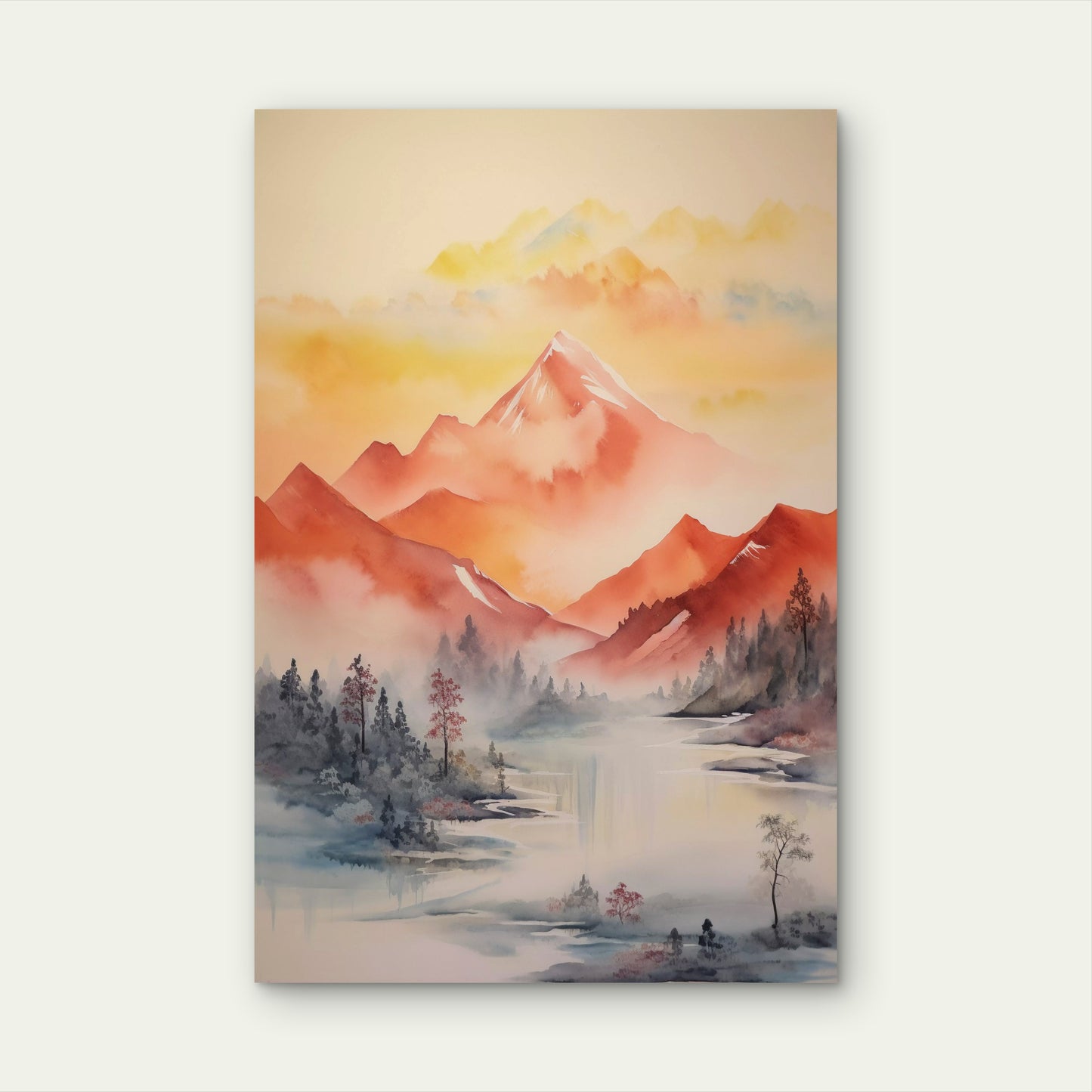 Digital Art Beautiful Mountains 40x60cm Metal Print Ready to Hang
