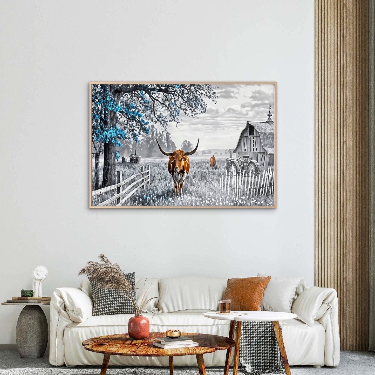 Black And White Highland Cow Farmhouse Wall Art Decor 100% Australian Made
