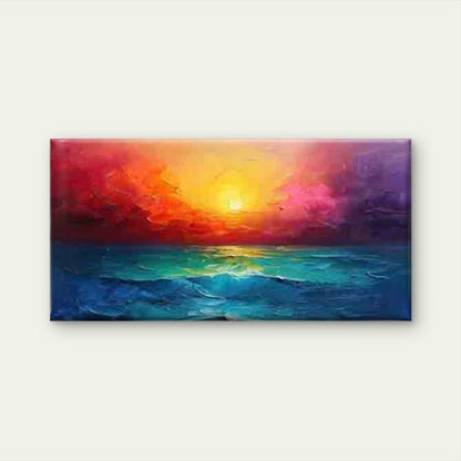 Orange-Purple-Blue Ocean Sunset Wall Art Canvas Office Home Room Framed 120x60cm - Bella Home Decor