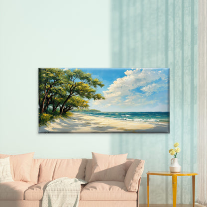 Sunny Beach Ocean View Wall Art Canvas Office Home Room Framed 120x60cm